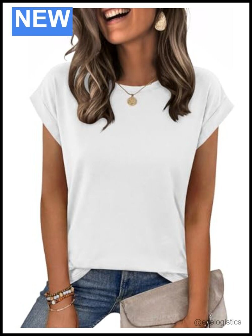 Crew Neck Cap Sleeve T-Shirt Blouse Layering Work Office Tee